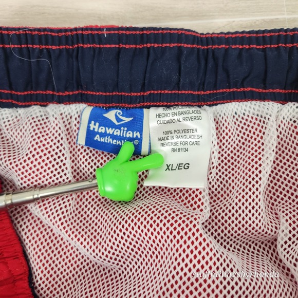 Vintage HAWAIIAN AUTHENTICS LINED Red Swim Board Shorts / Youth Size XL‎  34/36 - Picture 7 of 10